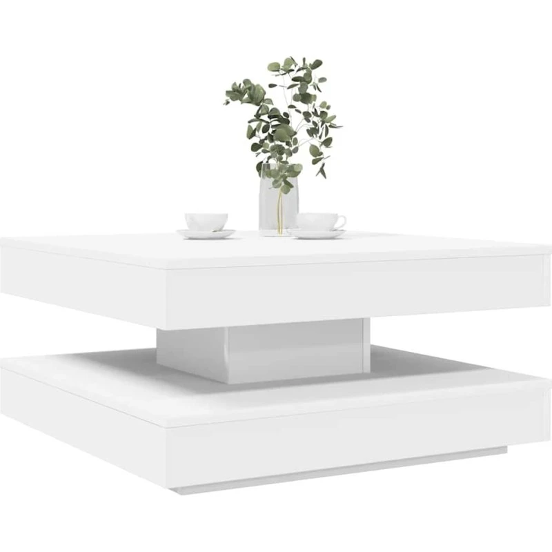 vidaXL 360° Drejeligt Sofabord 70x70x34,5 cm Hvid