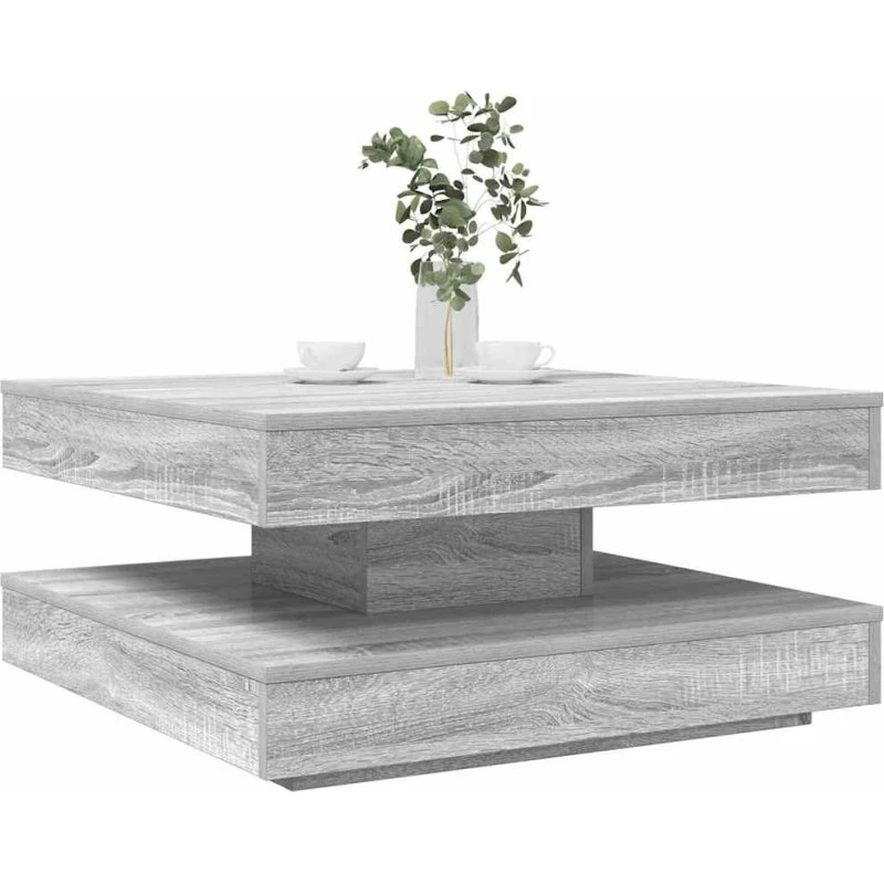 vidaXL sofabord 360° drejeligt 70x70x34,5 cm grå sonoma-eg