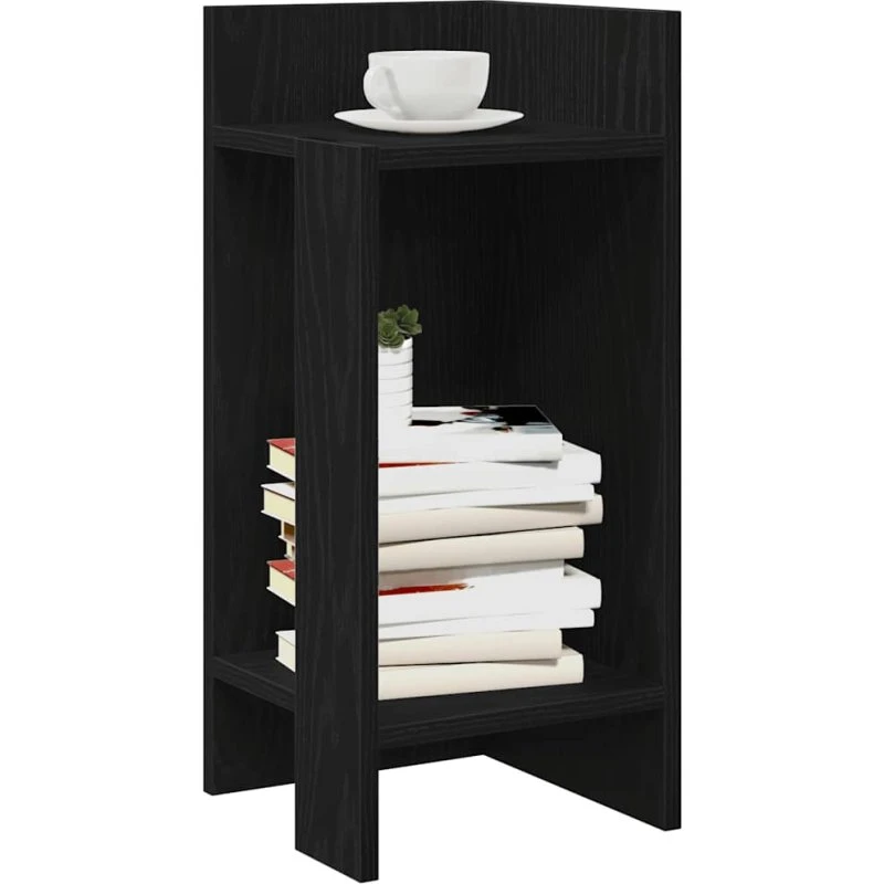 vidaXL Sideborde 2 stk med reol, sort, 25,5x27x60 cm