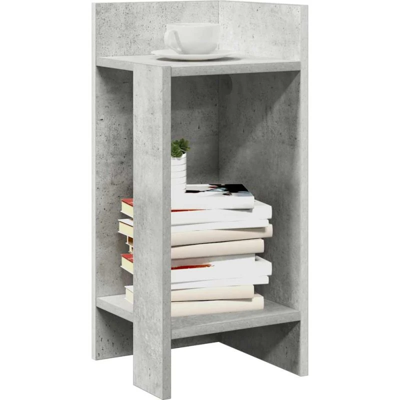 vidaXL Sidebord med hylde, betongrå, 25,5x27x60 cm
