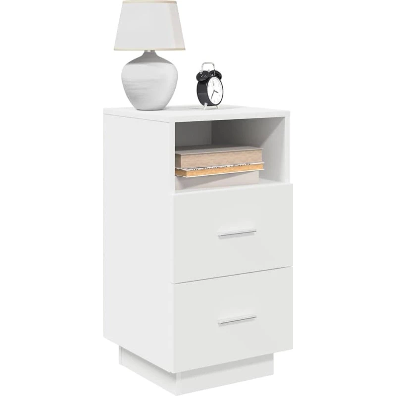 vidaXL Sengebord med 2 skuffer 36x36x68 cm hvid