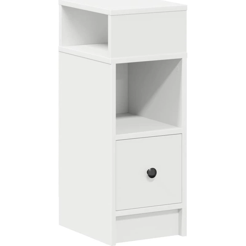 vidaXL sengebord med skuffe 25x31x66 cm hvid