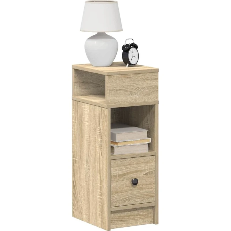 vidaXL Sengebord med skuffe 25x31x66 cm Sonoma-eg