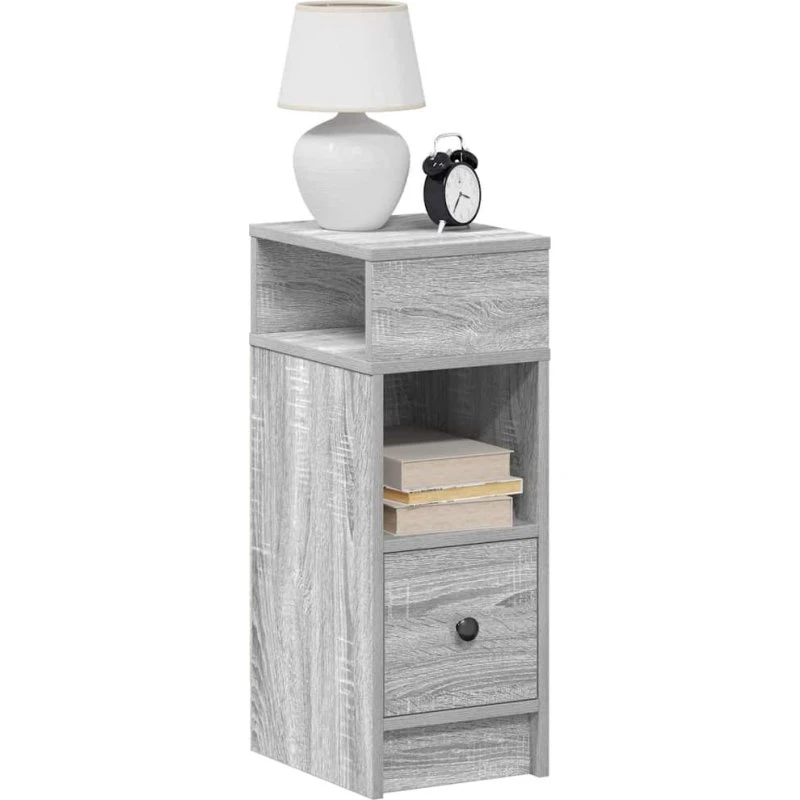 vidaXL Sengebord med Skuffe 25x31x66 cm Grå Sonoma-Eg