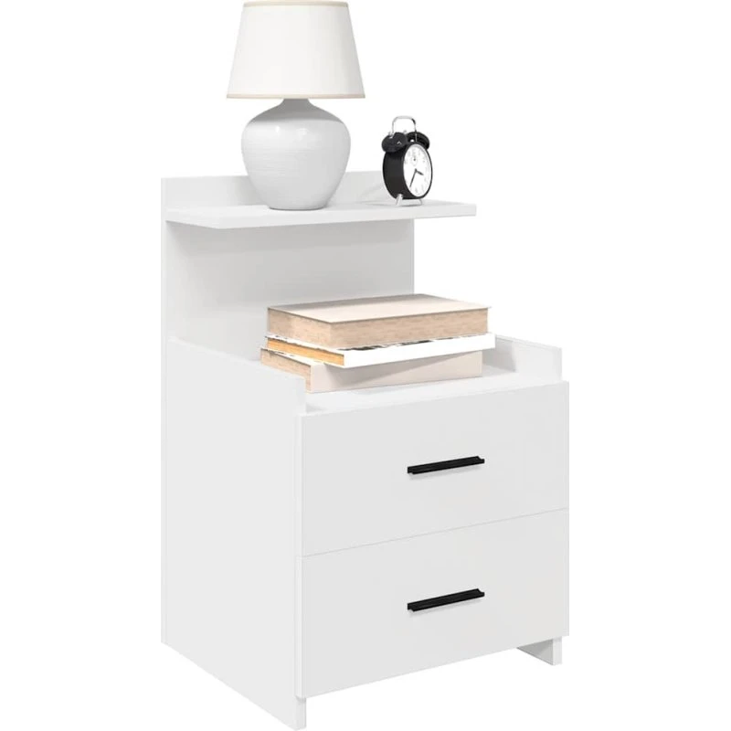 vidaXL Sengebord 2 stk. med 2 skuffer hvidt 40x36,5x62 cm