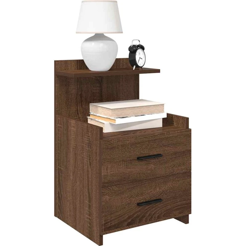 vidaXL Sengebord 2 stk. med 2 skuffer brun 40x36,5x62 cm