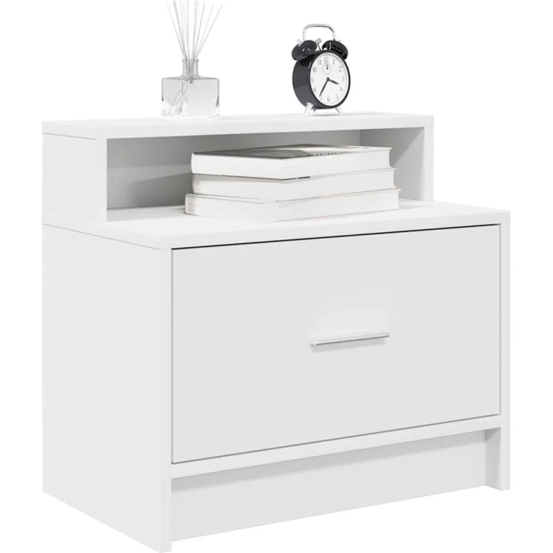 vidaXL Sengeborde med Skuffe 2 stk. 51x31x47 cm Hvid