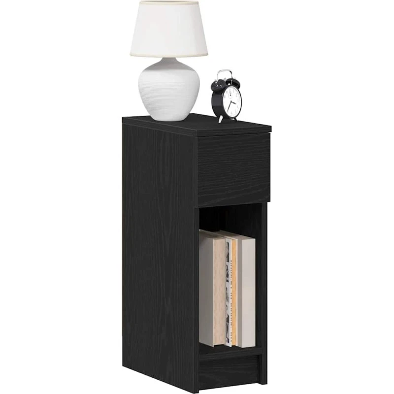 vidaXL Sengebord med skuffe 2 stk. 20x36x60 cm sort