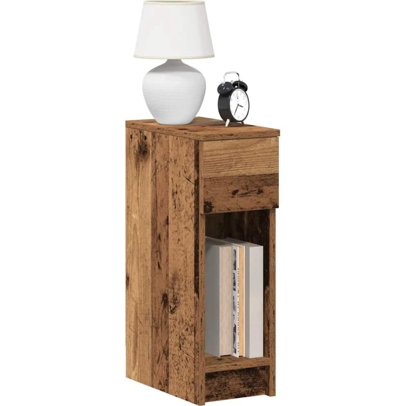 vidaXL Sengebord med skuffe 2 stk. 20x36x60 cm antikt træ