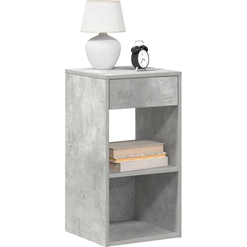 vidaXL Sengebord med Skuffe 35x34x66,5 cm Betongrå