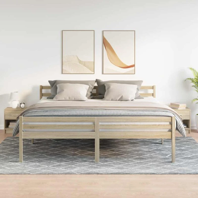 vidaXL Sengeborde 2 stk. med Skuffe 39x28x41 cm Sonoma-eg