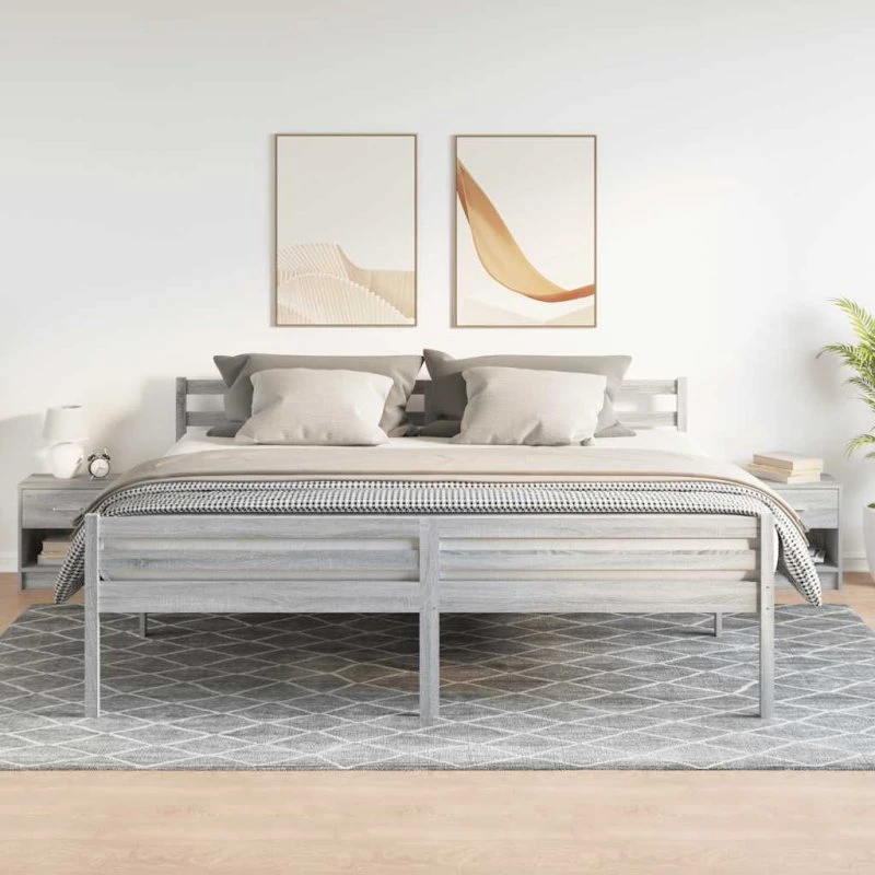 vidaXL Sengeborde 2 stk. med Skuffe 39x28x41 cm Grå Sonoma-Ege