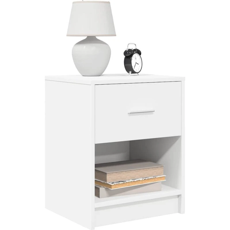 vidaXL Sengebord med skuffe 40x34x50 cm hvid