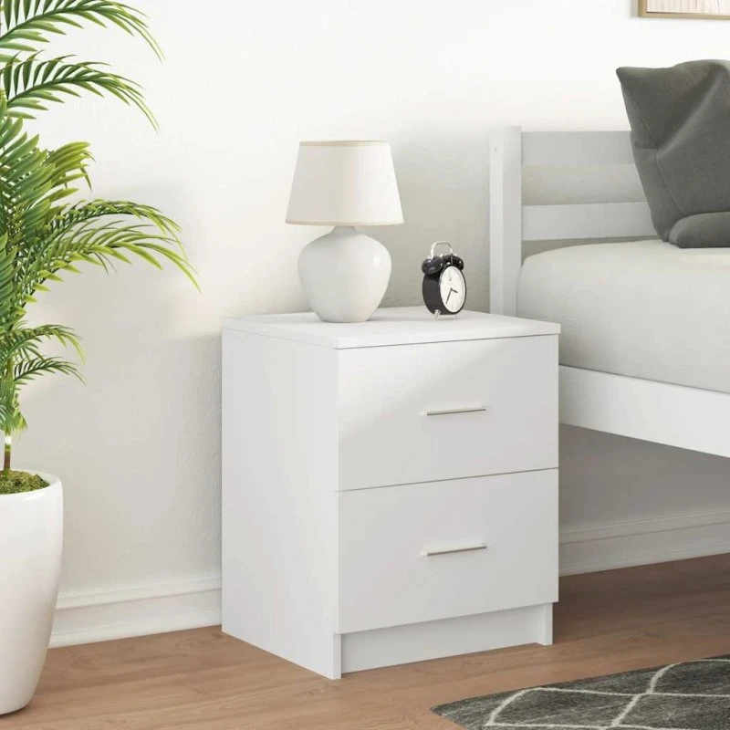 vidaXL Sengebord med 2 skuffer 40x36x50 cm hvid