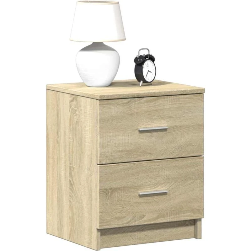 vidaXL Sengeborde 2 stk. med 2 skuffer 40x36x50 cm Sonoma-eg