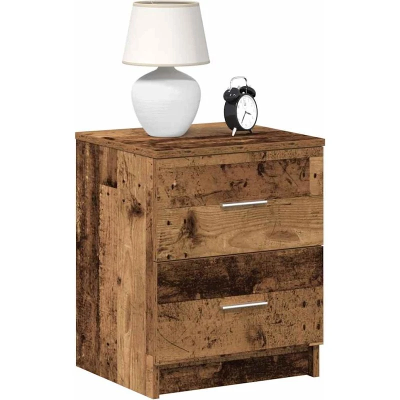 vidaXL Sengeborde 2 stk. med 2 skuffer 40x36x50 cm antikt træ