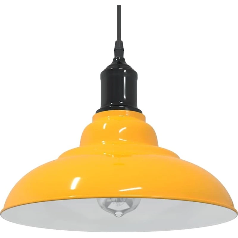 vidaXL højdejusterbar pendellampe E27, 31 cm, glans gul