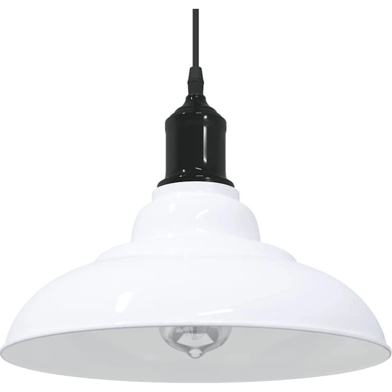 vidaXL højdejusterbar pendellampe E27 Ø31 cm glanshvid