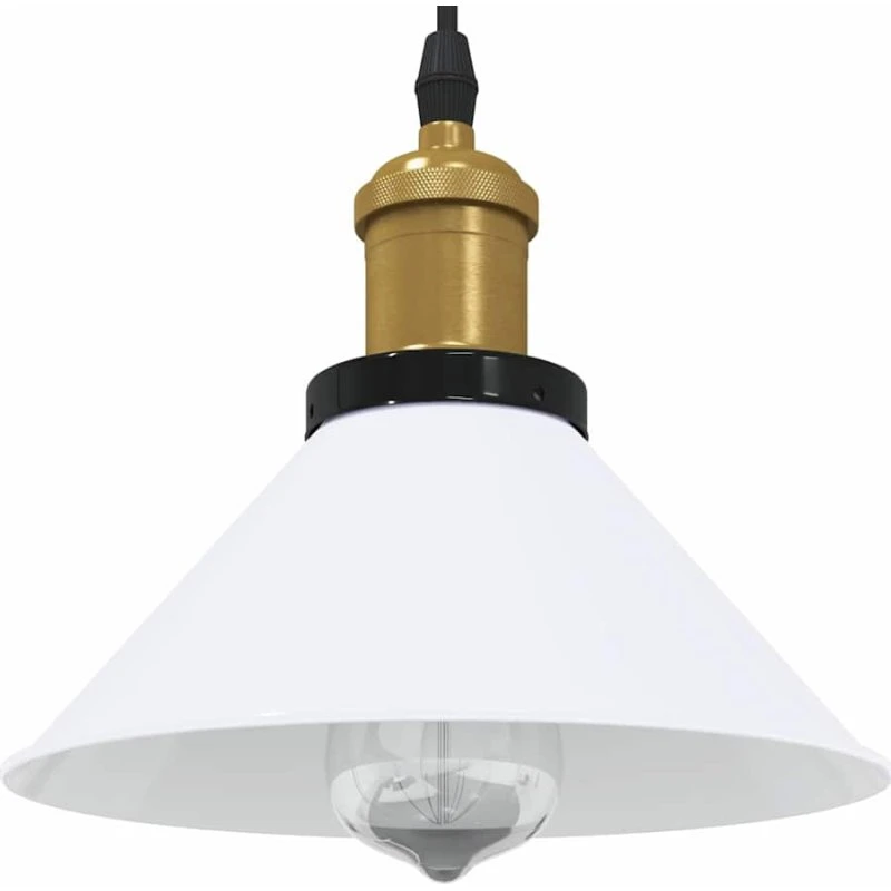 vidaXL Pendellampe Højdejusterbar E27 Ø 22 cm Metal Glans Hvid