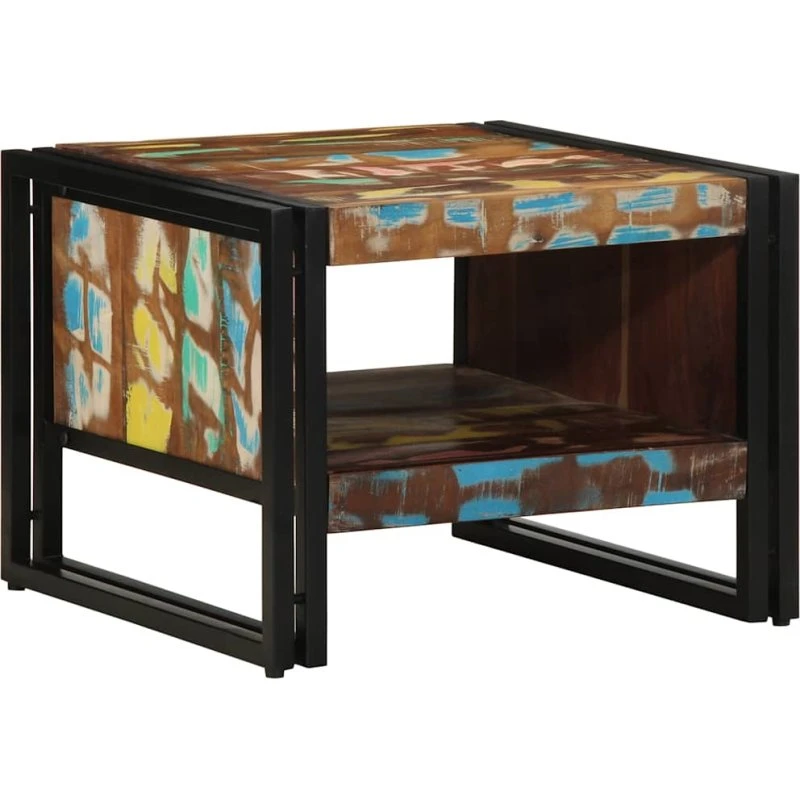 vidaXL sofabord 50x50x38 cm massivt genbrugstræ flerfarvet