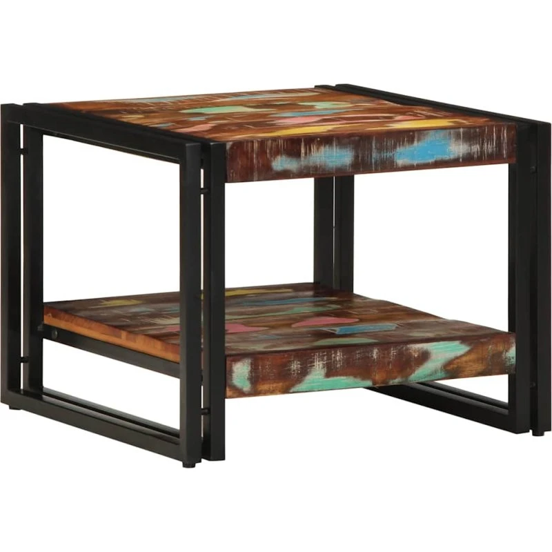 vidaXL sofabord 50x50x38 cm massivt genbrugstræ flerfarvet