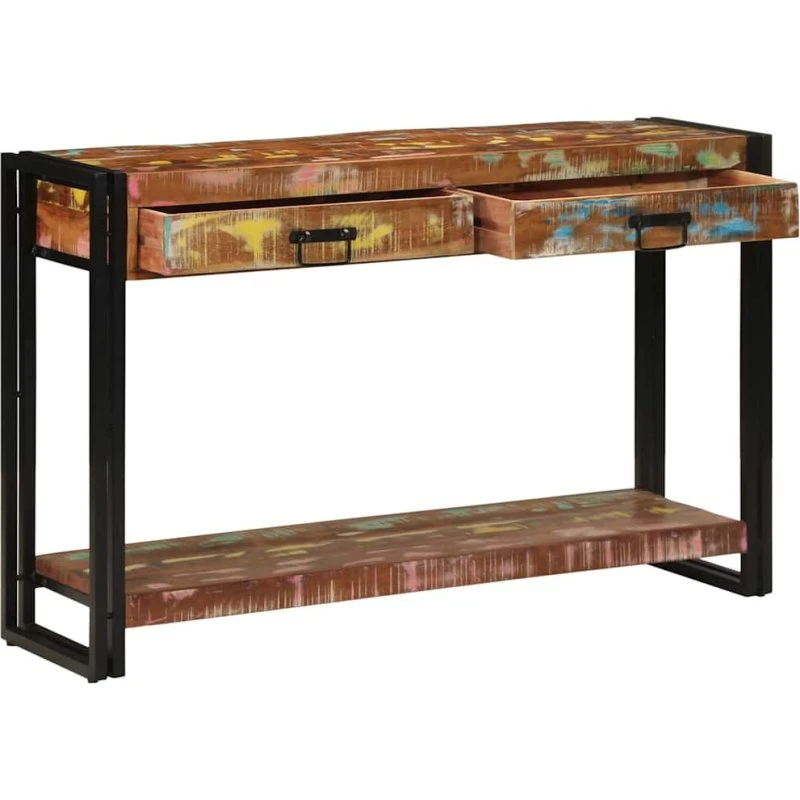 vidaXL Konsolbord Flerfarvet 120 x 33 x 75 cm Genbrugstræ med Skuffer