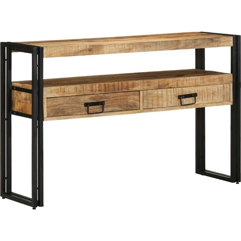 vidaXL Konsolbord med skuffe Brun 120x33x75 cm i massivt mangotræ