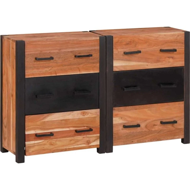 vidaXL Sideboard 3-del, Brun, 110 x 30 x 75 cm, Massivt Akacietræ