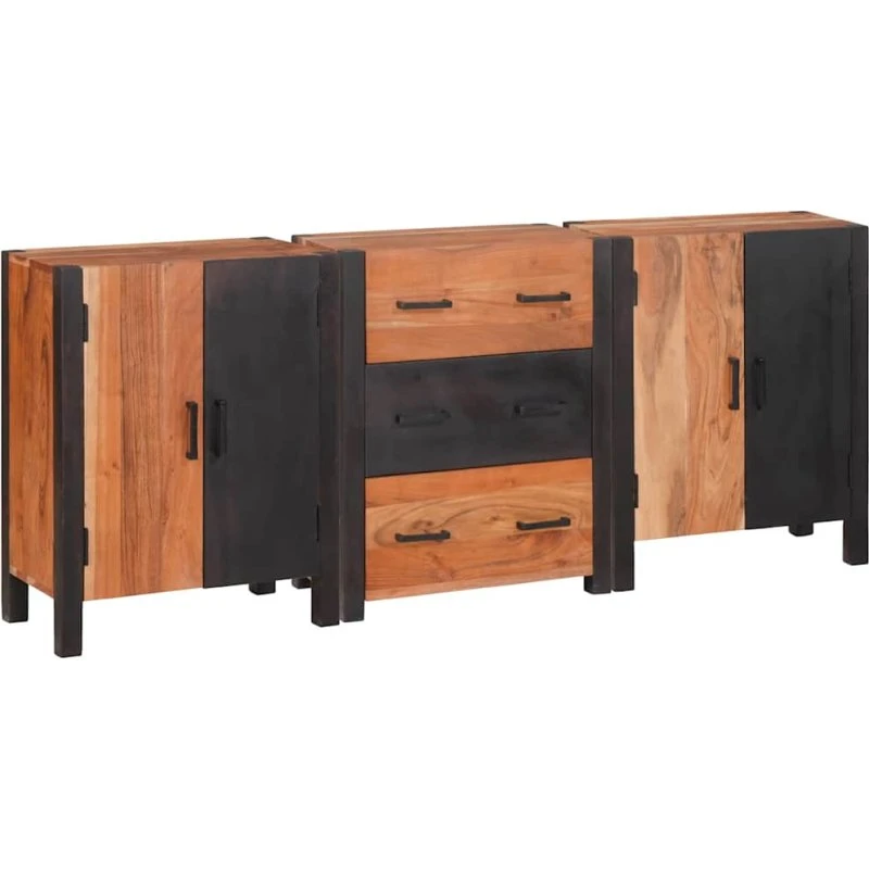 vidaXL Sideboard 3-del, Brun, 55 x 30 x 75 cm, Massivt Akacietræ