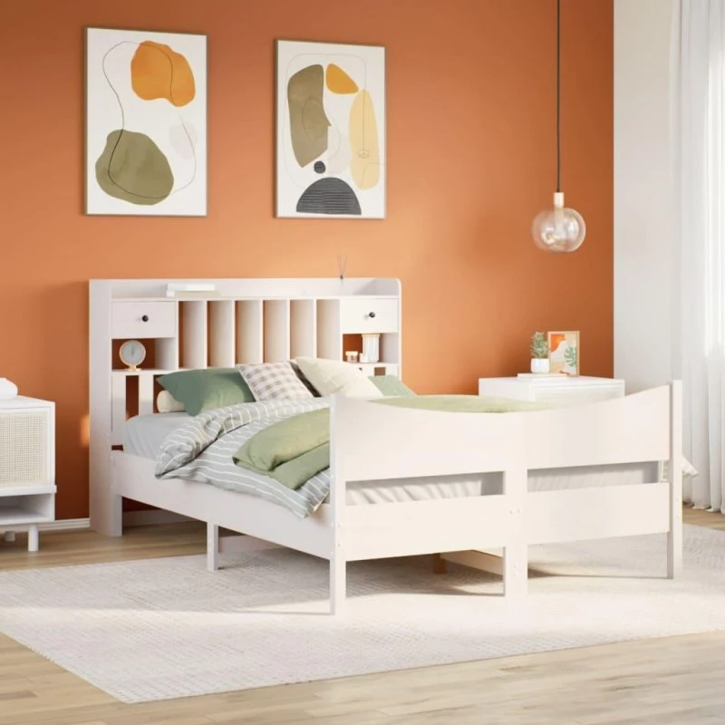 vidaXL Sengeramme 160x200 cm i massivt fyrretræ, hvid