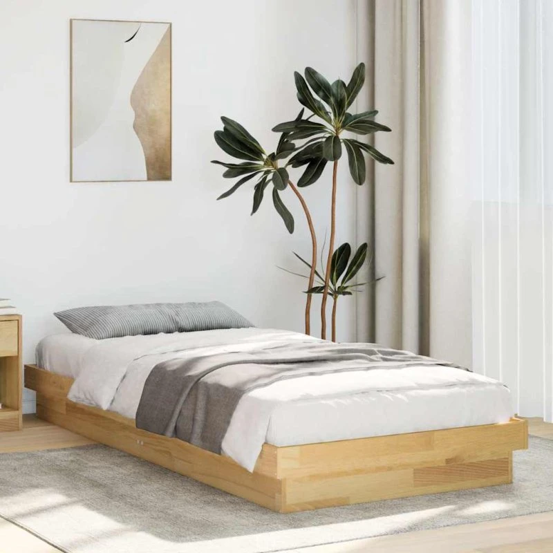 vidaXL Sengeramme 75x190 cm Massivt Træ Eg