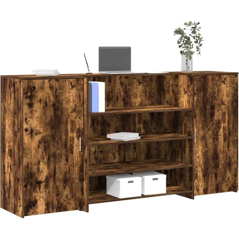 vidaXL Receptionsskranke 200x50x103,5 cm røget egetræsfarve