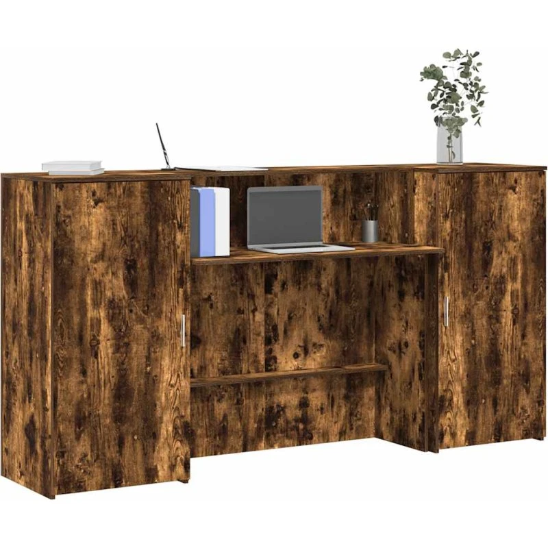 vidaXL Receptionsskranke 200x50x103,5 cm røget egetræ