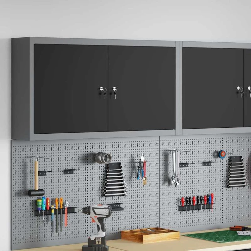 vidaXL Værktøjsskab Sort og Grå 100 x 20 x 55 cm Stål & Konstrueret Træ