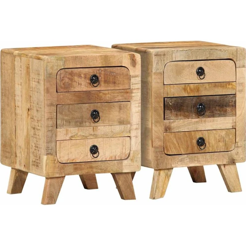 vidaXL Sengeborde 2 stk. 37x32x50 cm massivt ru mangotræ