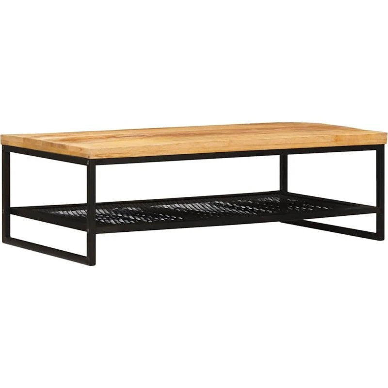 vidaXL Sofabord Brun og Sort 110 x 55 x 35 cm i Massivt Mangotræ