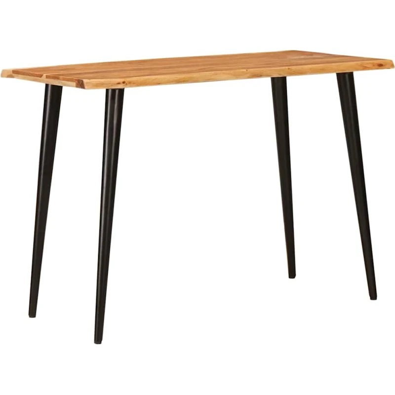 vidaXL Spisebord 110 x 55 x 78 cm Brun og Sort Massivt Mangotræ