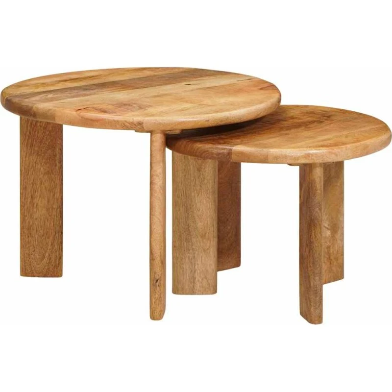 vidaXL Nesting Kaffeborde 2 pcs Brun Massivt Mangotræ