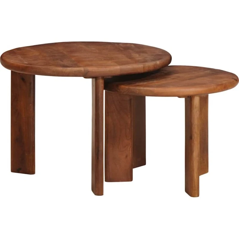 vidaXL Nesting Kaffeborde 2 pcs Honningbrun Massivt Mangotræ