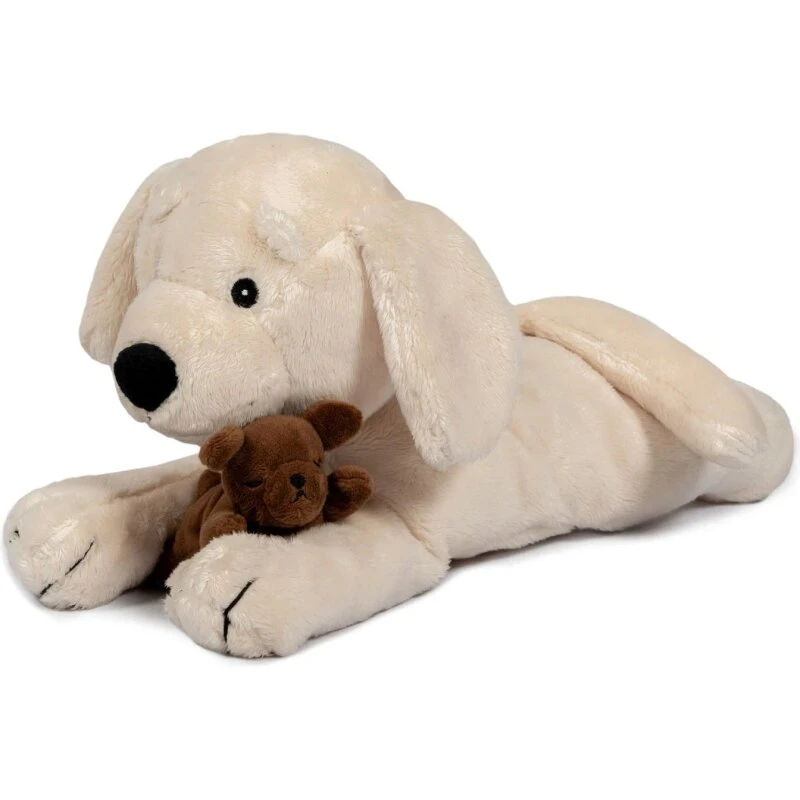 by ASTRUP plyshund med hvalpe - sand med chokoladehvalpe