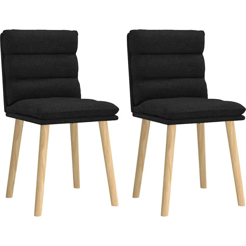 vidaXL Spisebordsstole 2 stk. sort, gummitræ & polyesterstof