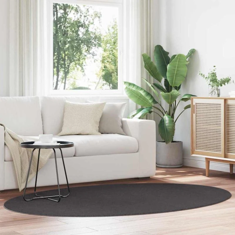 vidaXL HUARTE Antracit Oval Tæppe 140 x 200 cm 100% Polyester