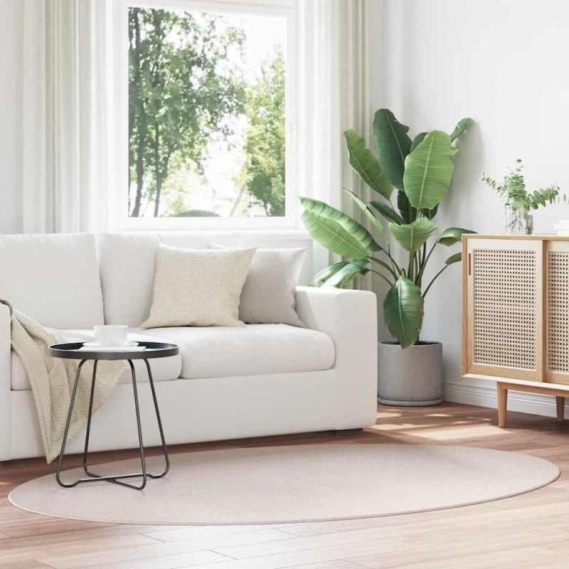 vidaXL Huarte Ovale Tæppe Sand 140 x 200 cm 100% Polyester