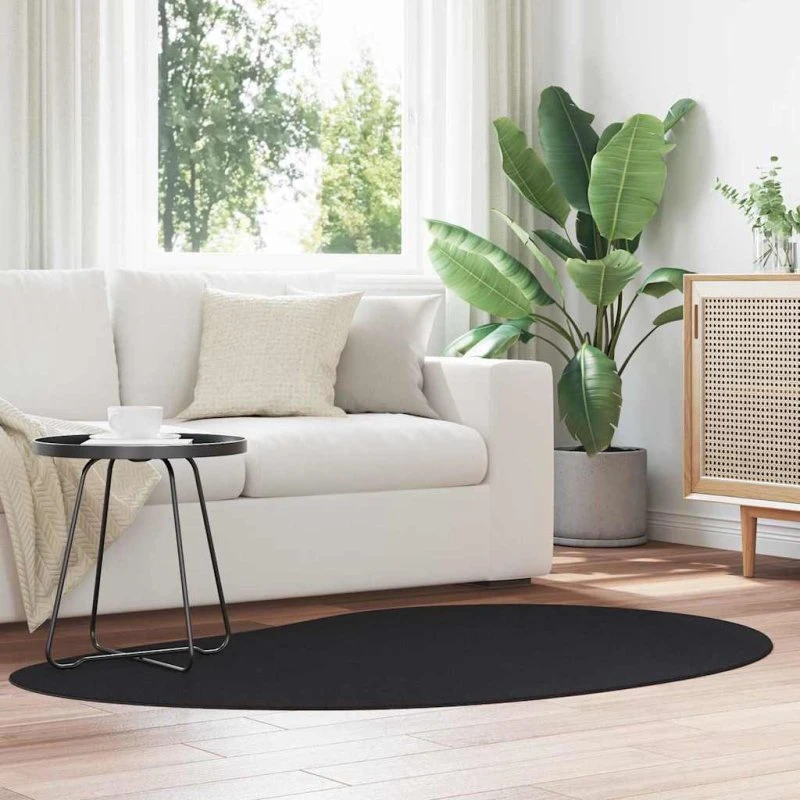 vidaXL Områdetæppe Sort 120 x 170 cm Polyester