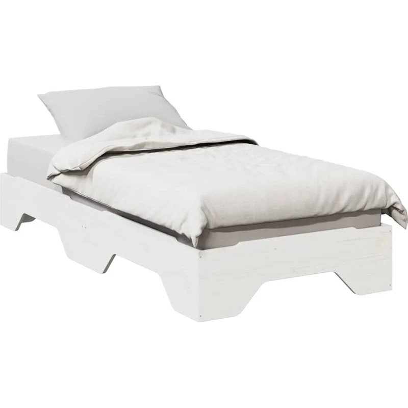 vidaXL Sengeramme Stabelbar 75x190 cm Hvid Massivt Fyrretræ