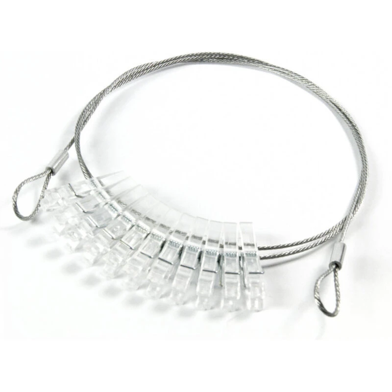 Trendform Stålsnor 100 cm med 10 gennemsigtige klemmer