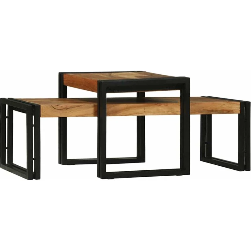 vidaXL 2 stk Sofabord Brun 48 x 40 x 40 cm Massivt Akacietræ
