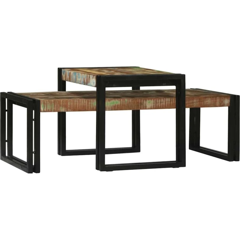 vidaXL 2 stk Sofabord Flerfarvet Genbrugs Træ 48 x 40 x 40 cm