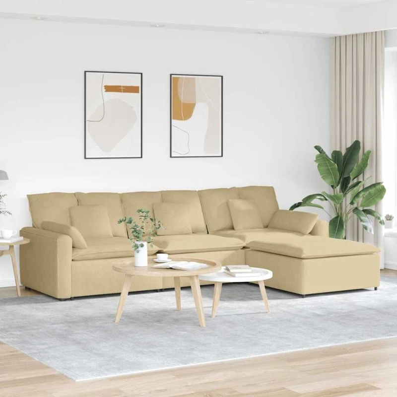vidaXL modulsofa med fodskammel og hynder grågrøn