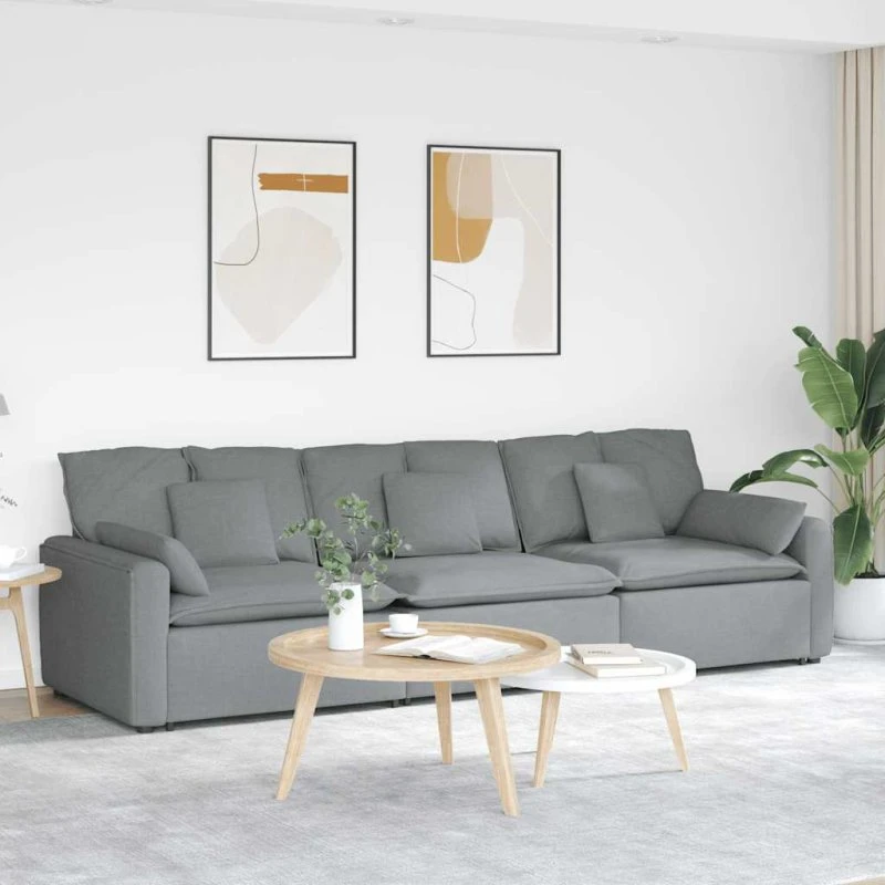 vidaXL Modulsofa med Hynder, Lysegrå
